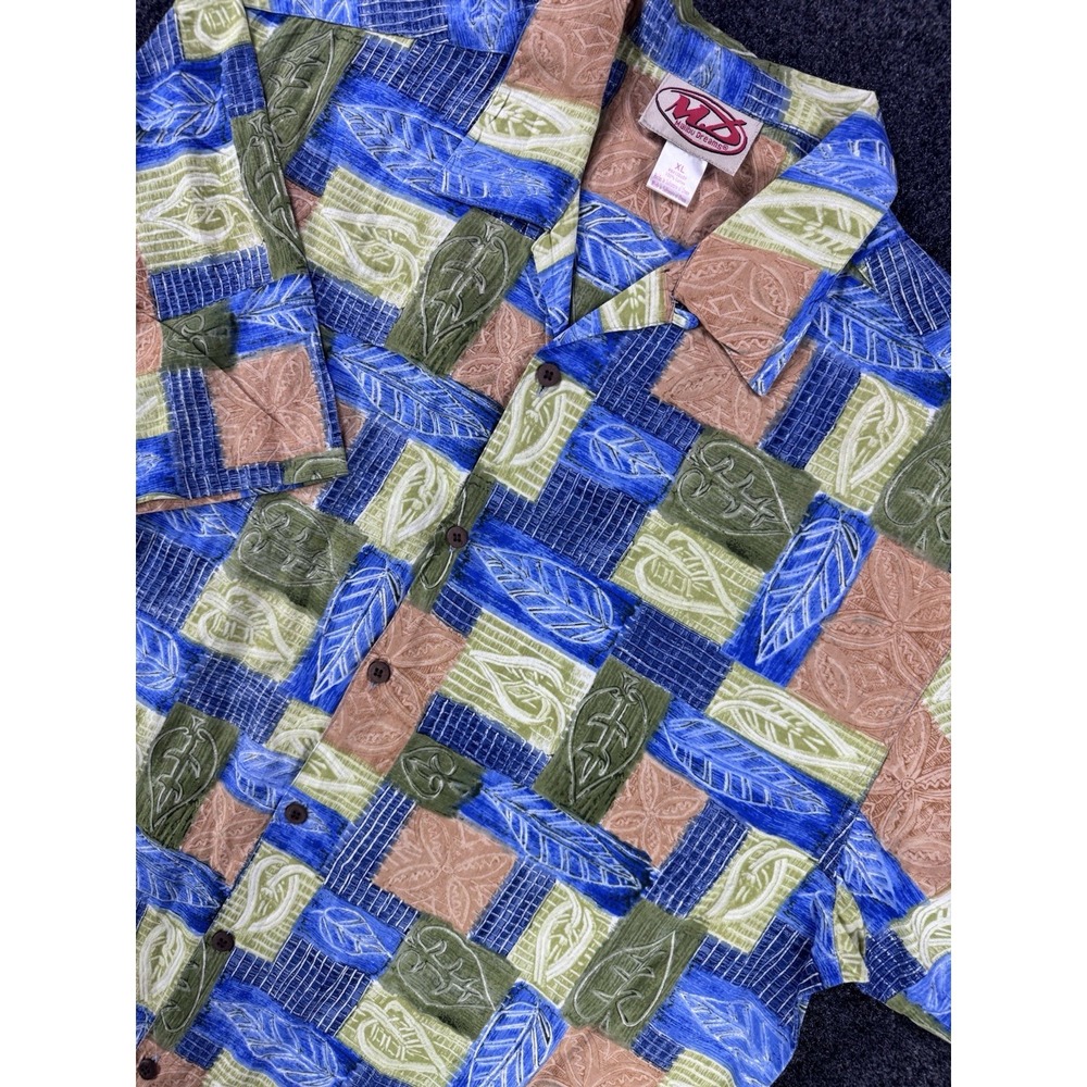 VTG Malibu‎ Dreams Abstract Print Button Up Shirt XL Made in Oman